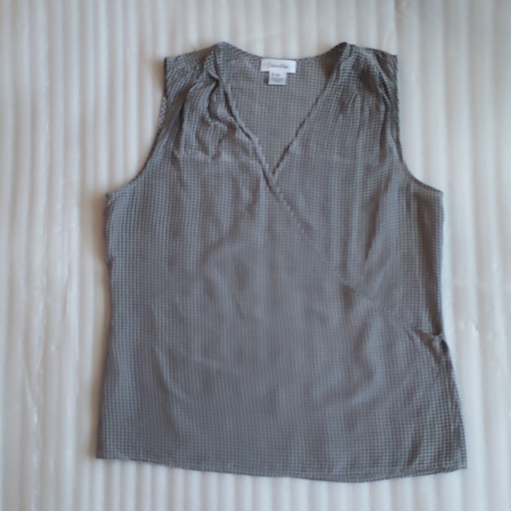 Calvin Klein silk wraparound sleeveless blouse